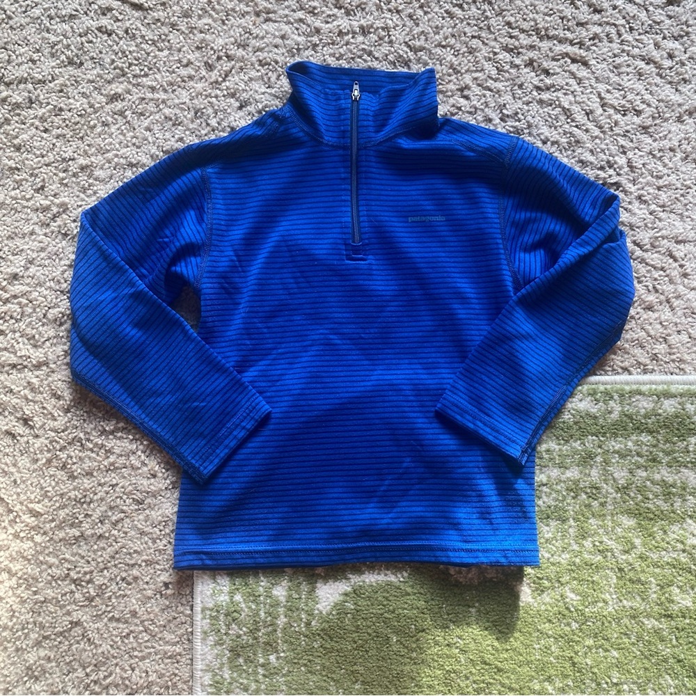 Patagonia Blue & Black Striped 1/4 Zip